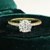 Anel de Quatro Garras Anel Redondo Banhado a Ouro 18K Moissanita Anel de Prata S925 para Mulheres Transfronteiriço