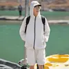 IZEXX2025 Verano Nuevo Montaña con Capucha Ropa de Protección Solar para Hombre Delgada UPF50 Chaqueta de Seda de Hielo para Pareja Protección Solar