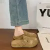 Sandálias femininas de camurça estilo Birkenstock com sola grossa para aumentar a altura, chinelos fechados de encaixe para o verão, novos