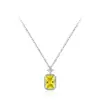 Colar com Pingente de Zircônia Amarelo Limão Fresco em Prata de Lei S925 para Mulheres, Acessório de Pescoço Elegante e Luxuoso de Estilo Minimalista de Nicho