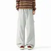 Pantalones personalizados/forrados de polar para otoño e invierno, impermeables y cortavientos, pantalones de trabajo holgados rectos de moda para hombre, estilo grueso