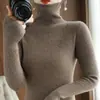 Suéter de Tricô Novo Estilo Gola Alta para Mulheres Outono Inverno Manga Longa Gola Alta Camada Base Slim Fit Canelado