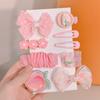 Estilo coreano acessórios de cabelo infantil bonito pêssego arco hairpin colorido flor animal não machucado hairpin 8 peças terno