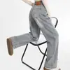 Jeans de Pierna Ancha de Cintura Alta Azul Claro para Mujer 2025 Nuevo Diseño de Primavera y Verano Pantalones Rectos Adelgazantes Versátiles