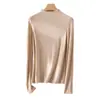 26 Camiseta Base de Cachemir y Seda de Venta Caliente de Primavera para Mujer, Corte Ajustado, Elegante, Hombro Normal, Manga Larga, Transpirable