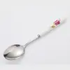 Set de vajilla portátil de acero inoxidable con mango de cerámica (Por favor, tenga en cuenta la imagen a continuación. Deje una nota. Se enviará al azar.)