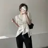 Estilo Chic Coreano 2026 Verão Novo Modelo Estilo Coreano Camisa Irregular Levemente Transparente Tops para Mulheres