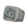 Deseo Venta Caliente Transfronteriza Nuevo Moda Europea y Americana Anillo de Diamante Moissanita Anillo de Diamante para Hombre Joyería al por Mayor