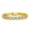 Pulsera de Azúcar Helado de Moda Pulsera Cubana Cadena de Azúcar Helado Circonita 5A Pulsera de Tenis Cierre Flip-Top Pulsera de Moda para Hombre