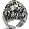 Nuevo Anillo de Cabeza de León para Hombre Hip-Hop Moda Punk Forma de Animal Anillo Joyería de Comercio Electrónico Transfronterizo Regalo