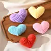 Flores de Lã em Formato de Coração para o Dia dos Namorados, Corações 3D de Crochê Feitos à Mão, Corações Tecidos Preenchidos com Algodão, Acessórios DIY