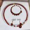 Pulseira de Ágata Vermelha do Sul Baoshan de Sichuan 108 Contas Redondas Contas Vermelhas de Yunnan Sichuan Vermelho Persimmon Pulseiras Masculinas e Femininas