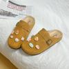 Lindas Chanclas Casuales de Dibujos Animados para Niñas Birkenstock Otoño e Invierno Shirley Rose Retro Calzado de Exterior Planos Chanclas de Punta Media