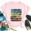 MULHERES Amazon Roupas femininas europeias e americanas árvore geométrica água Harajuku camiseta feminina de manga curta camiseta feminina de manga curta solta hot girl MULHERES