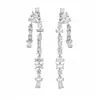 Aretes de Aguja de Plata con Cuadrados de Circonita y Borlas Largas, Lujo Ligero y Sensación de Alta Gama, Aretes de Moda de Nicho Únicos y Estilizados