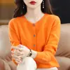 2024 novo cardigã de malha no início da primavera camisola de gola redonda manga comprida feminina cor sólida casaco coringa roupas femininas uma geração de cabelo