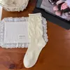 Meias de cano médio estilo ballet série miu para primavera e outono com laço para meninas, meias longas folgadas estilosas e que afinam o visual, estilo academia JK