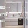 Juego de Lavabo y Gabinete de Baño Color Crema con Lavabo Cerámico Integrado para Uso Residencial