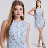 Vestido Curto 2025 Transfronteiriço Nicho Indústria Pesada Fivela Flor Pérola Renda Elegante Cílios Gola Redonda Sem Mangas