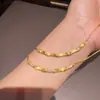 Cadena de Clavícula de Lujo Vintage Cepillada con Junta de Bambú Completamente Diamantada de Retención de Color Fuerte Chapada en Oro de 24 Quilates Mismo Estilo que la Tienda de Oro