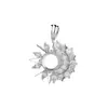 Porta Colgante de Moda Sol Luna Estrella para Mujer Cobre Colgante Vacío Porta Vacío DIY Incrustado Cabujón Redondo de Jade Imitación 925