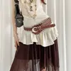Vestido vaquero de nicho versátil de alta gama de estilo americano vintage con cinturón decorativo de cintura ancha para mujer