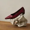 Zapatos de salón poco profundos de punta fina de cuero genuino estilo retro francés, zapatos de trabajo versátiles de tacón grueso para mujer, elegantes y con estilo, zapatos de salón profesionales