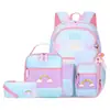 Mochila Escolar de Comercio Exterior Transfronterizo para Estudiantes, Lindo Set de Mochila de Tres Piezas para Niñas, Mochila con Tema de Arcoíris de Dibujos Animados para Reducir la Carga