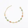 Collar Pulsera Tobillera de Caramelo Color Flor de Margarita Fresca Gota de Aceite Ovalada Dopamina Joyería de Acero Inoxidable