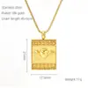 Colar Cruzado Europeu e Americano de Aço Inoxidável Quadrado Coração de Anjo Corrente de Pérolas Quadradas Pingente de Coroa Banhado a Ouro 18K para Mulheres Atacado