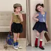 Ropa para Niños Conjunto para Niñas Cuadros Lazo Top y Pantalones 2026 Verano Nuevo Estilo Fábrica de Ropa para Niños de Comercio Exterior