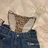 Little Wild Cat estampado de leopardo caliente ropa interior sexy para mujer Cintura Baja Sin Costuras Seda de Hielo Puro deseo Ropa interior con abertura alta para mujer