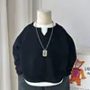 Otoño 2026 Nuevo Estilo Camiseta de Manga Larga tipo Waffle para Niños y Niñas Sudadera con Capucha Pullover para Bebé Camiseta de Manga Larga Falsa de Dos Piezas Fresca