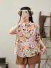 Camisa de Verano 2026 Estilo Japonés Dulce Estampado de Dibujos Animados Cuello Solapa Manga Corta para Mujer, Top Holgado y Adelgazante, Venta al por Mayor