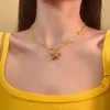 Collar de Estrella de Mar Amarilla Dopamina de Verano para Niña Dulce Estilo Vacaciones en la Costa Cadena para Clavícula Accesorios de Diseño