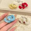 Pendientes de lazo de felpa para otoño e invierno, únicos, cuadrados, redondos, con forma de cara, pequeños, con hebilla para la oreja, a la moda, dulces y personalizados.