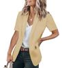Moda Femenina Verano 2026 Transfronteriza Elegante Blazer Holgado Estilo Europeo y Americano Chaqueta Lisa de Manga Corta para Mujer