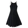 Vestido Midi Suspensório Preto de Verão Feminino Estilo Europeu e Americano 2026 7284