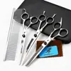 Tijeras de Tornillo Nepperson Negras de Alta Calidad de 7.0 pulgadas, Juego de 4 Piezas, 3 Piezas, 5 Piezas para Peluquería de Mascotas, Tijeras Rectas, Set de Espina de Pescado