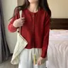 Suéter Cárdigan Corto de Punto de Manga Larga con Encaje Ondulado para Mujer, Estilo Dulce y Suave para Primavera y Otoño, En Stock y Personalizable