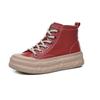 Zapatos Blancos de Cuero de Caña Alta para Mujer, Novedad Otoño e Invierno 2026 Estilo Coreano Versátil Estilo Hada Puntera de Concha Botines de Suela Gruesa