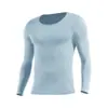 Camiseta térmica fina para hombre de otoño e invierno, ajuste ceñido, manga larga, algodón de 80 hilos, capa base, ropa interior básica de cuello redondo