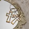 Pendientes de cruz retro europeos y americanos para mujer, largos y personalizados de metal recortado, de lujo, exagerados y accesibles.