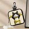 Bolsa de Monedas Gato Secuestrado, Bolsa de Almacenamiento Impermeable de Cuero Artificial con Cremallera, Mini Bolsa Multifuncional para Auriculares