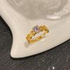 Anillo de diamantes electrochapado en oro auténtico 2023 para mujer, con apertura ajustable, estilo cibernético, pulsera de lujo, joyería ligera de nicho.