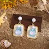 Brincos Elegantes de Alto Padrão para Mulheres, Estilo Francês Mori Monet Garden, Doces e Frescos Brincos Florais de Concha para Feriados