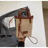 Bolsa de palha trançada artística bolsa transversal de moda verão bolsa de ombro único bolsa de mão bolsa de telefone trançada bolsa de praia