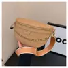 Bolsa de Cintura com Corrente da Moda Feminina PU Cyber Celebrante Bordado Estilo Ocidental Versátil Bolsa Transversal Alça Larga no Ombro Bolsa de Ombro Feminina Estilo Chanel