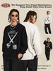 BE Ropa de Hombre Otoño/Invierno 2025 Nueva Camiseta de Manga Larga Lavada con Banda y Tijeras Estampado por Inyección Directa Hombro Chaqueta Cuello Redondo