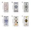 Decoração de Janela Colorida Translúcida com Borda Dourada, Geométrico Floral, Eletrostático sem Adesivo, Adesivo de Vidro, Película para Janela Anti-Espionagem